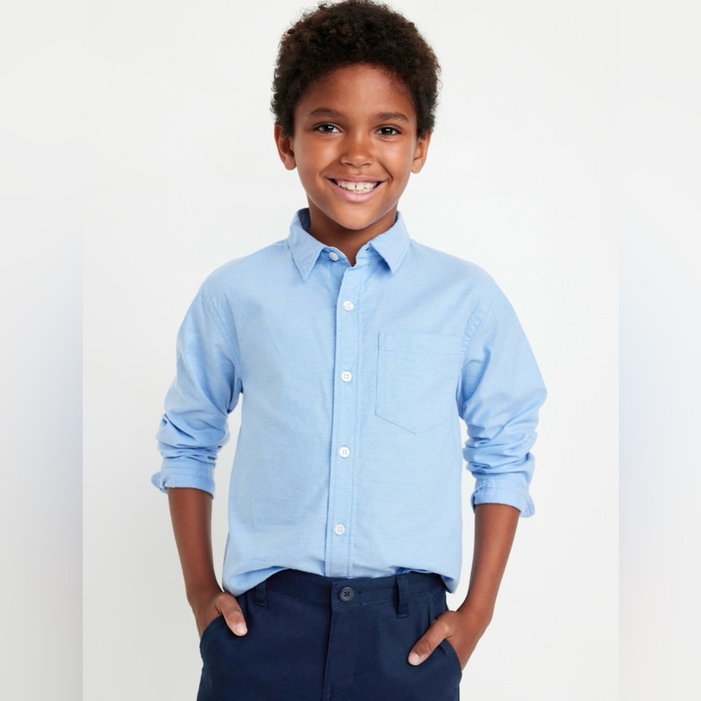 Old Navy Uniform Blue Oxford Stretch Shirt for Boys Size M (8) NWT